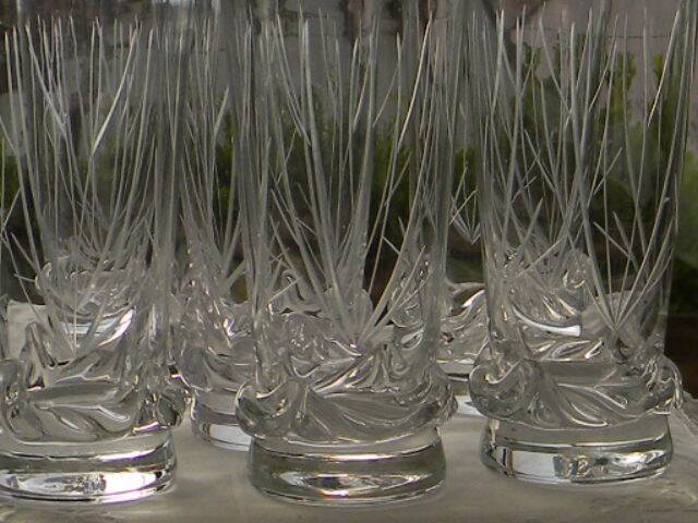 Lot de 6 verres à orangeade en cristal de daum france. modèle sorcy gravé.