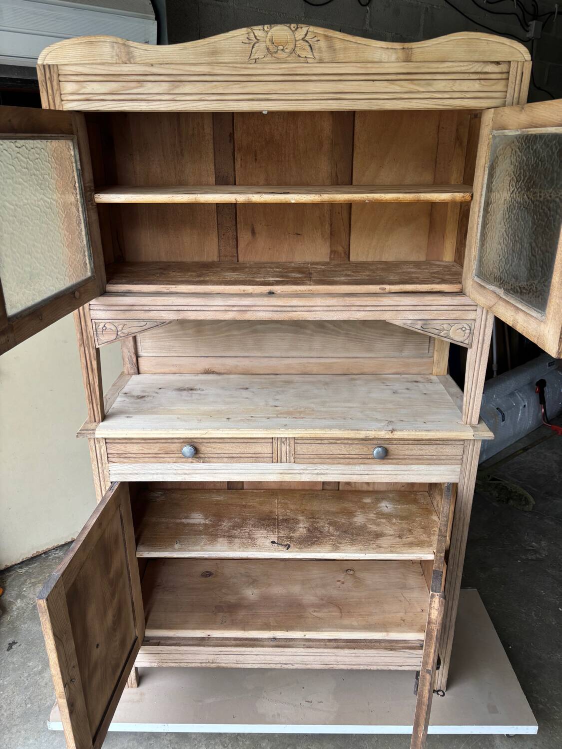 Antique raw wood dresser