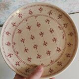 Plates to desserts, fine faience of Gien, flowers pink powder