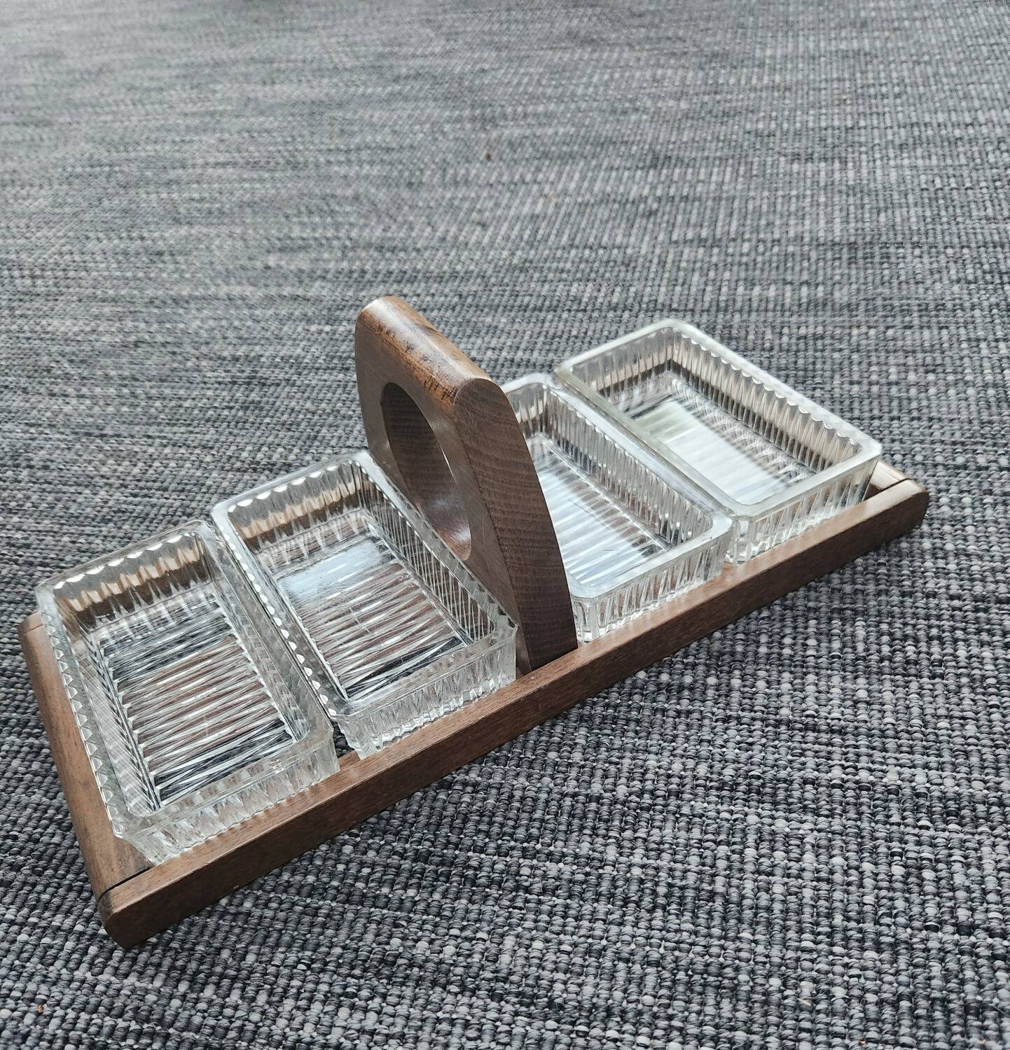 Art Deco wooden and glass servant