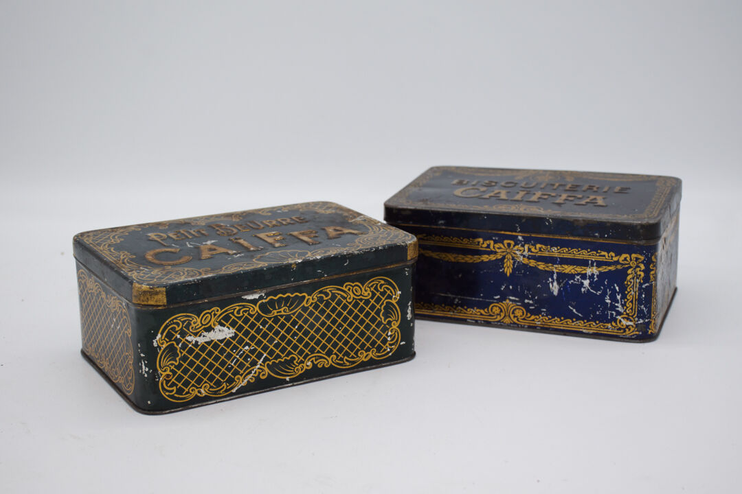 Two boxes metal small butter and coffee Caiffa