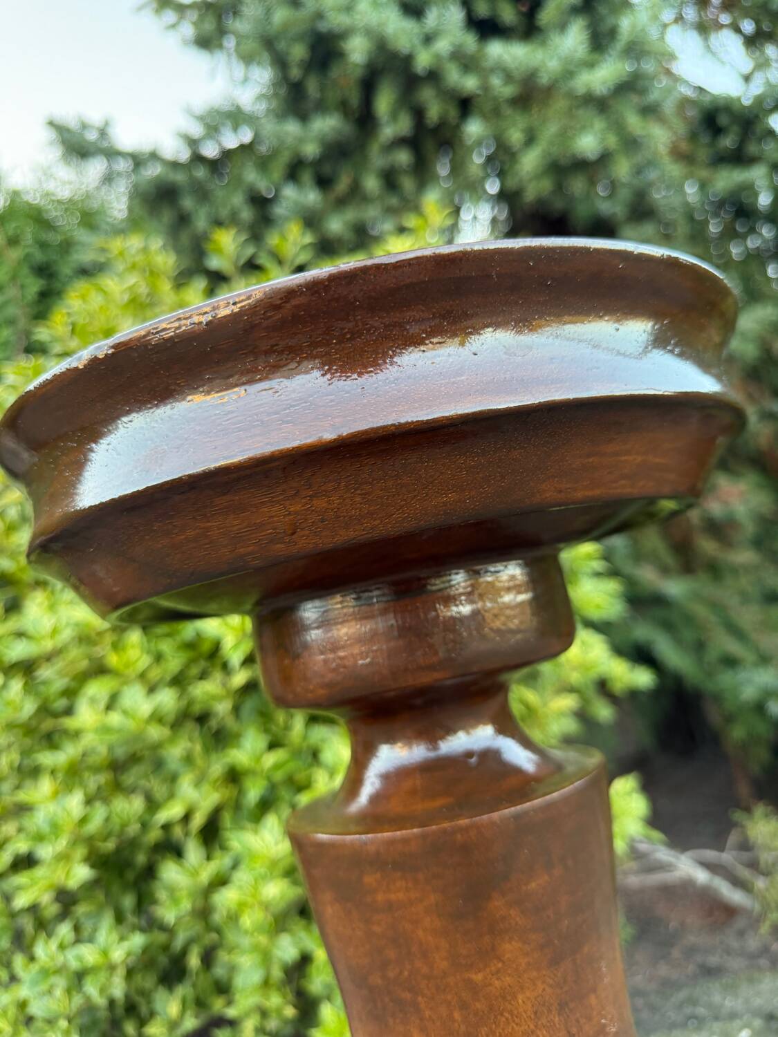 Robust Vintage Wooden Plant Stand, Oak Pedestal Table, Mid Century Pillar for Plants, Rustic Farmhouse Decor, Sturdy Home Accent