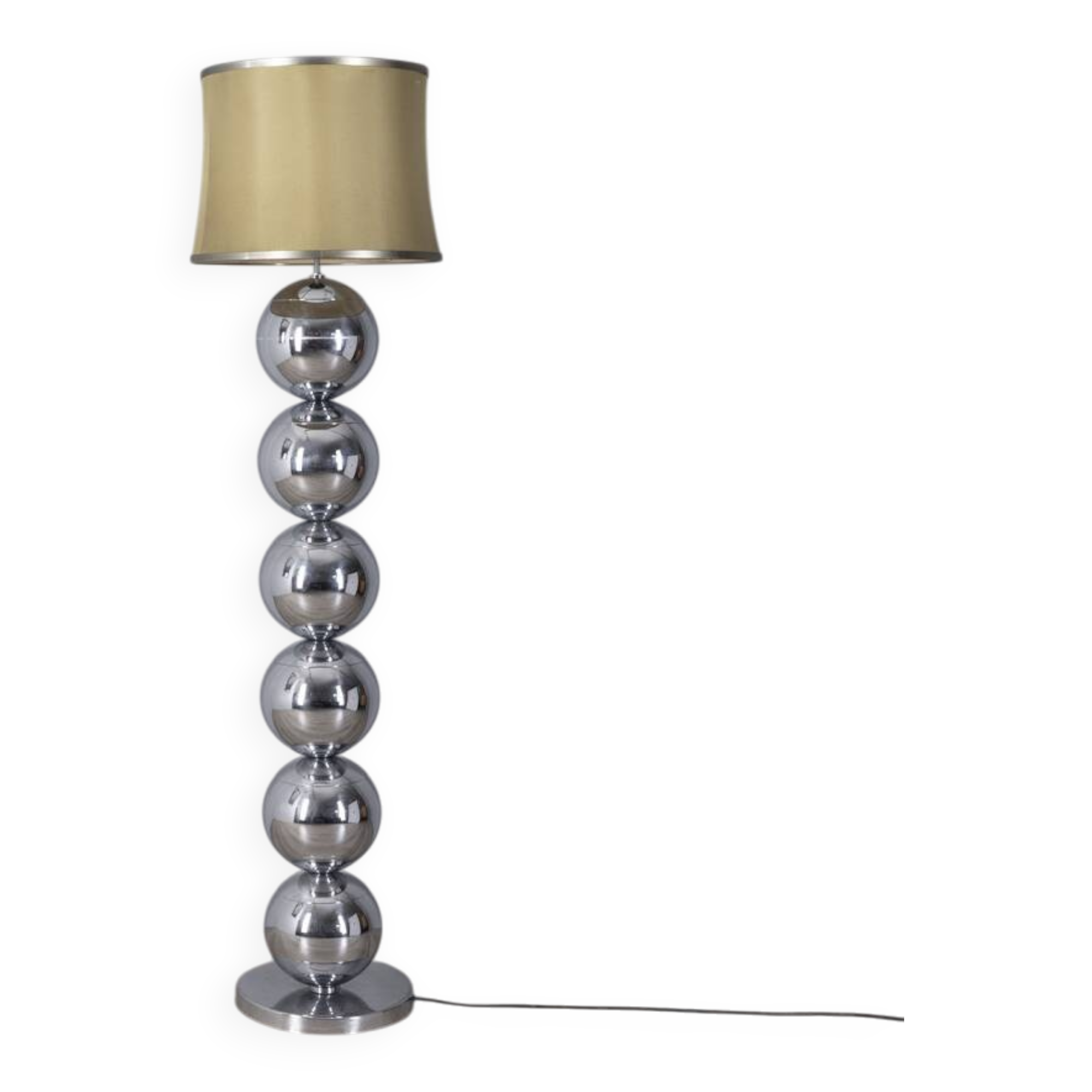 Vintage 1970s floor lamp with chromed metal spheres, Italian design