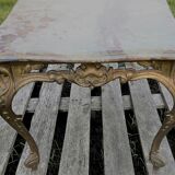Brass and green marble coffee table
