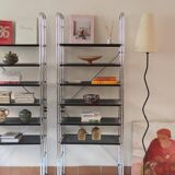 90s chrome metal bookcase shelf