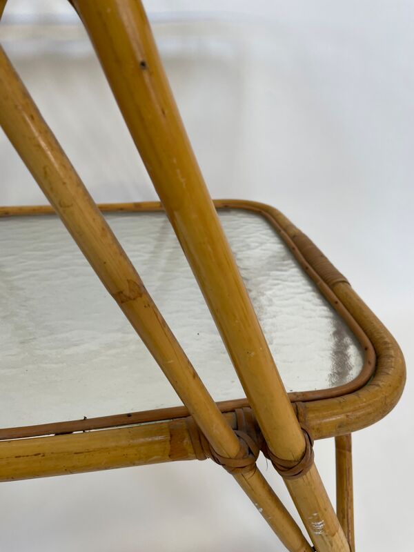 Table d’appoint en rotin vintage en bambou rotin