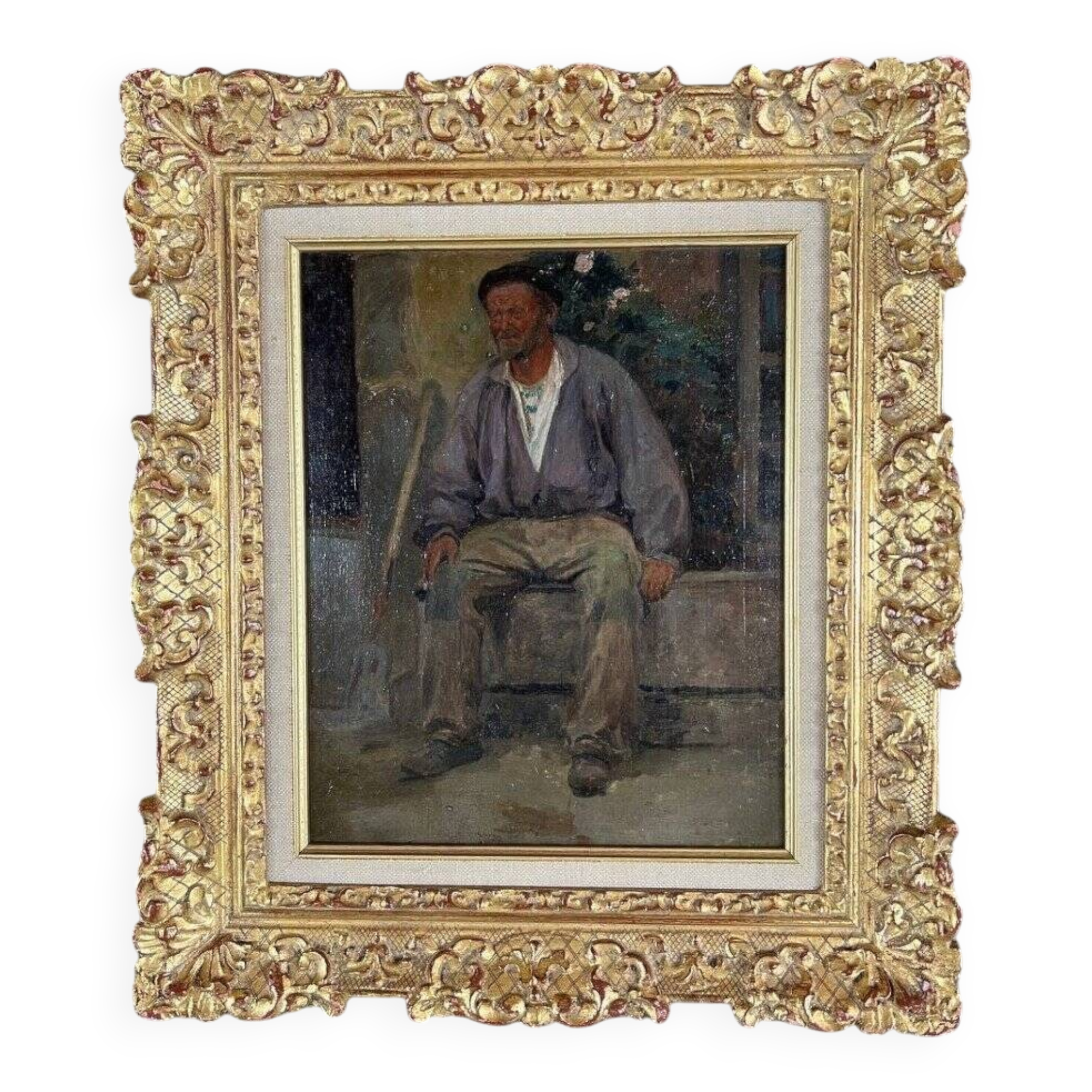 Portrait Huile Sur Bois, XXe Siècle