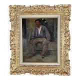 Portrait Oil on Wood, 20th Century