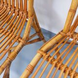 Set of 4 vintage Audoux Minet rattan chairs from the 1950s and 60s.