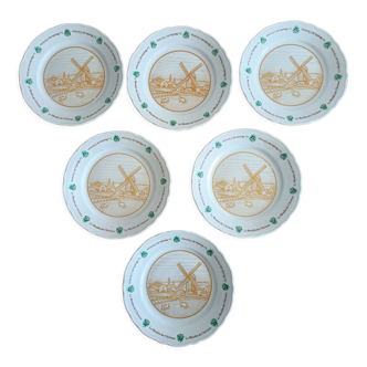 Lot 6 assiettes plates à dessert ou fromage St Amand en porcelaine