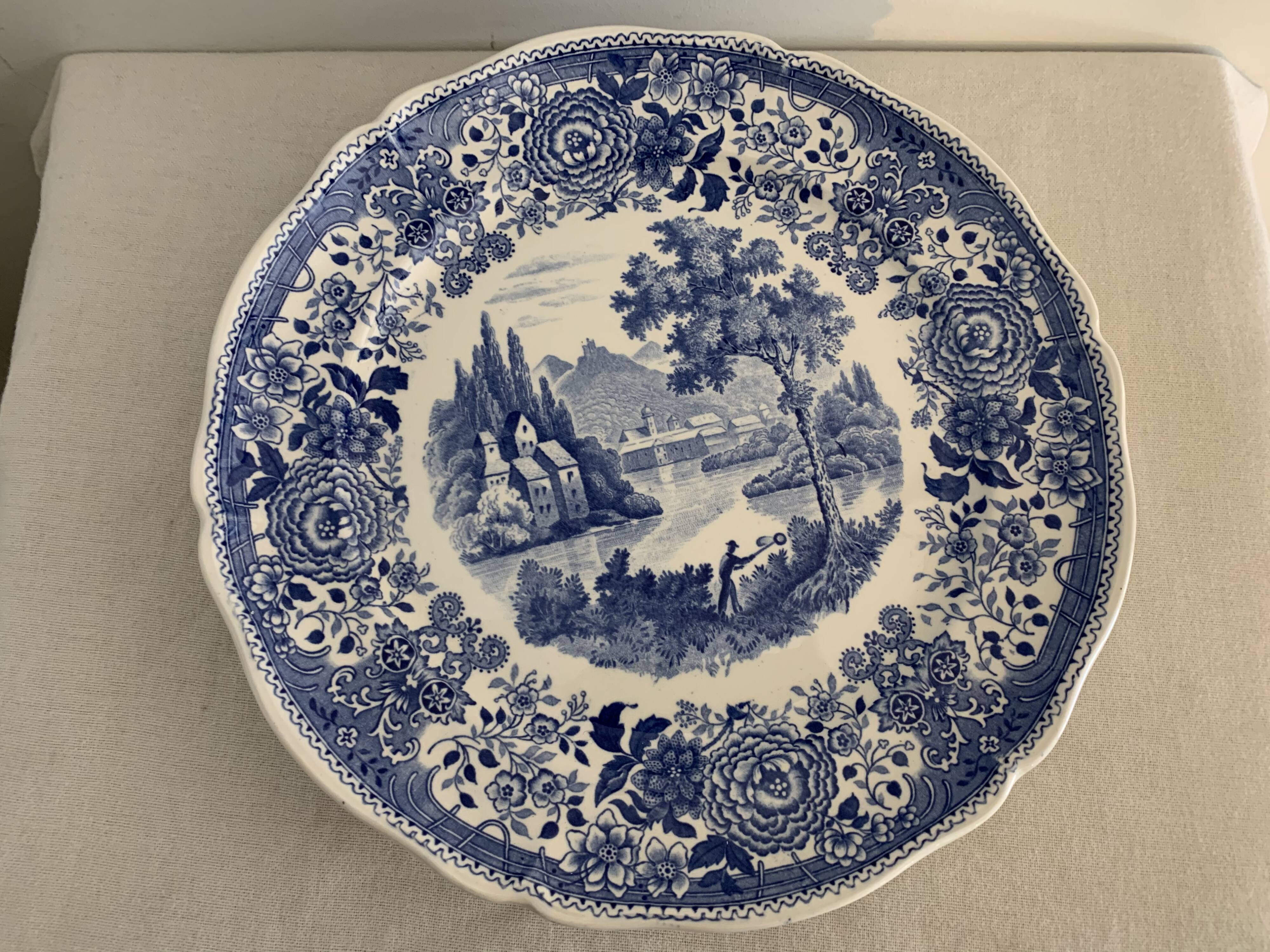 10 assiettes plates bleues Villeroy et Boch modèle Burgenland 1950