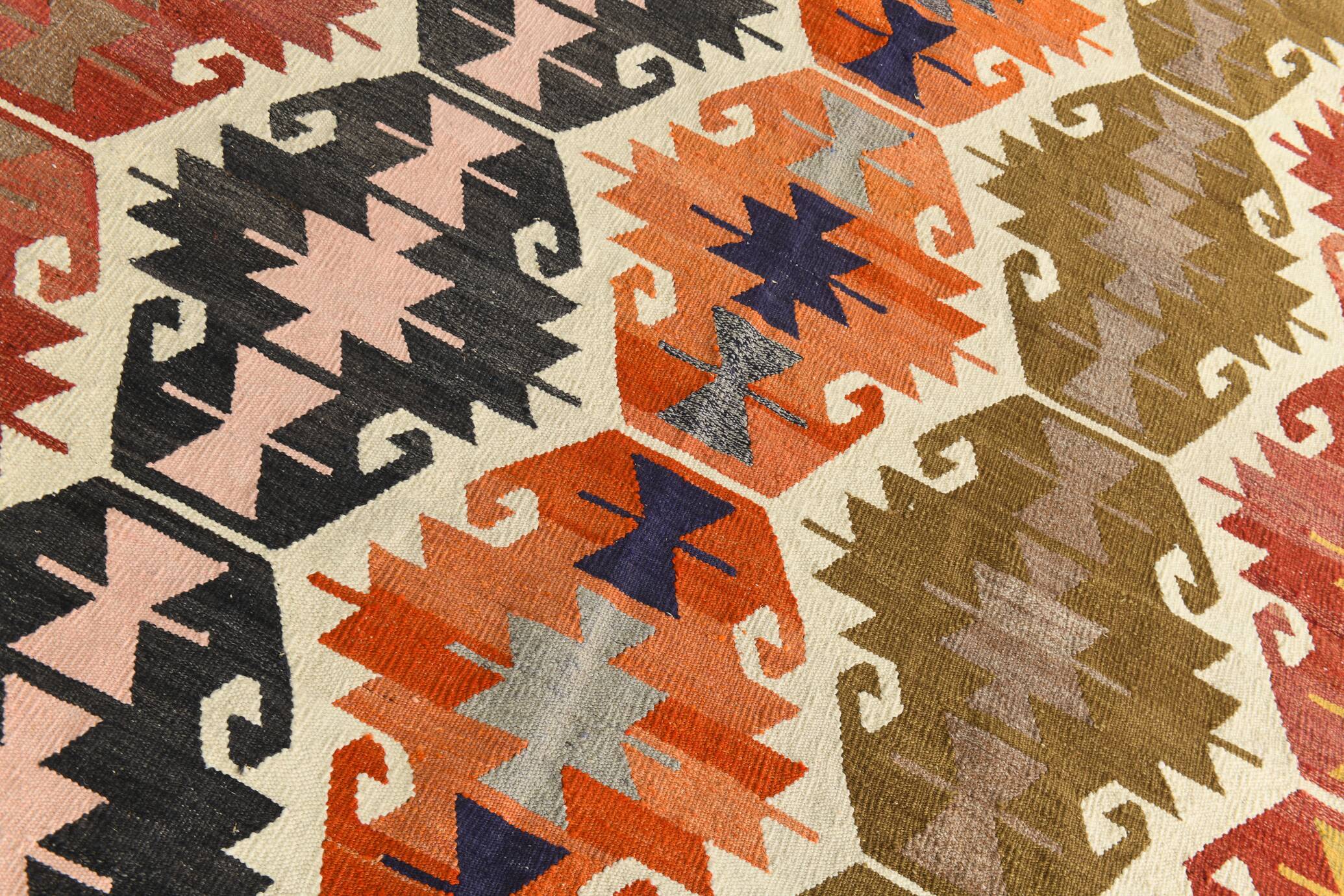 9x12 Geometric Style Turkish Vintage Kilim Rug, 264x383Cm