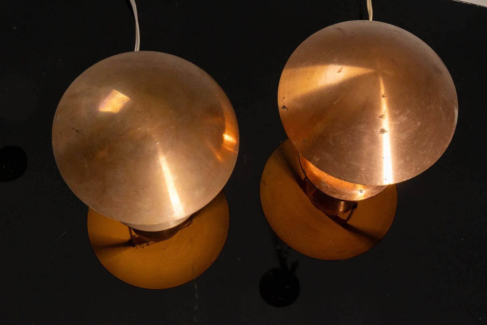 Table lamps, mid-century copper mushroom shape, Vladimír Havel Kovona 1960s