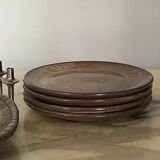 Ceramic service 4 large plates in enamelled stoneware, vallauris 1950