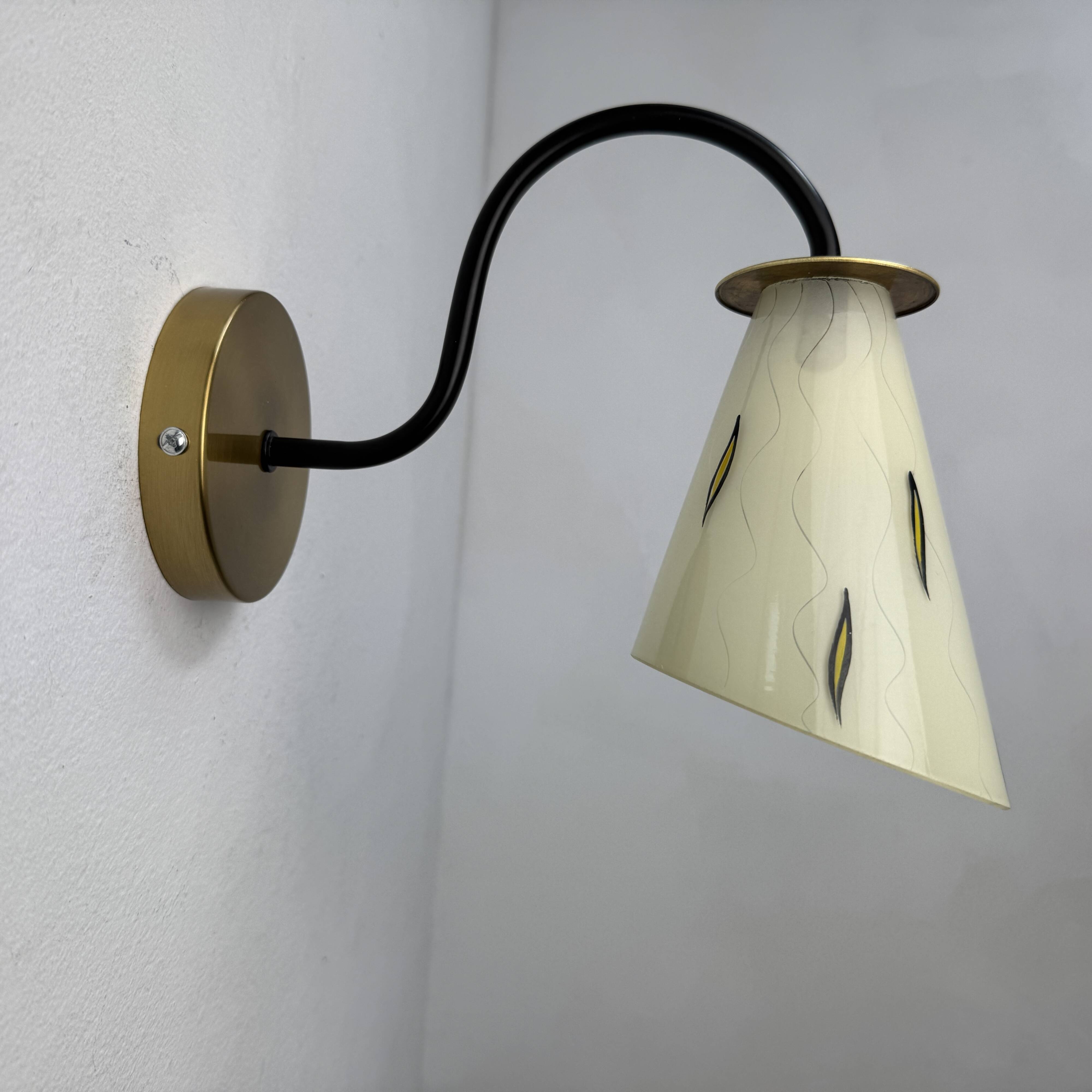 Pair of vintage glass wall lights 1950