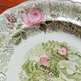 Faience plate of Creil Montereau XIXth green and pink decoration