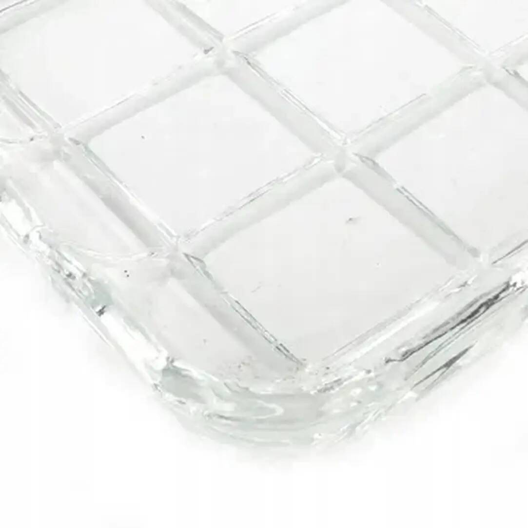 Art Deco tray, transparent pressed glass, Poland, 1930s