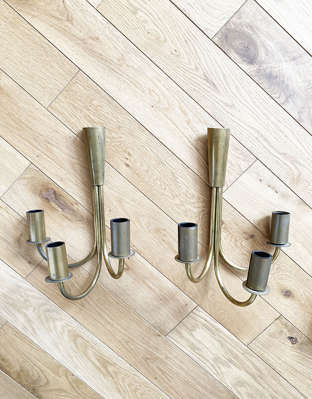 Set of 2 brass wall lights