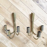 Set of 2 brass wall lights