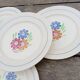 8 old flat plates decorated with flowers, Agnès model by K&G Lunéville
