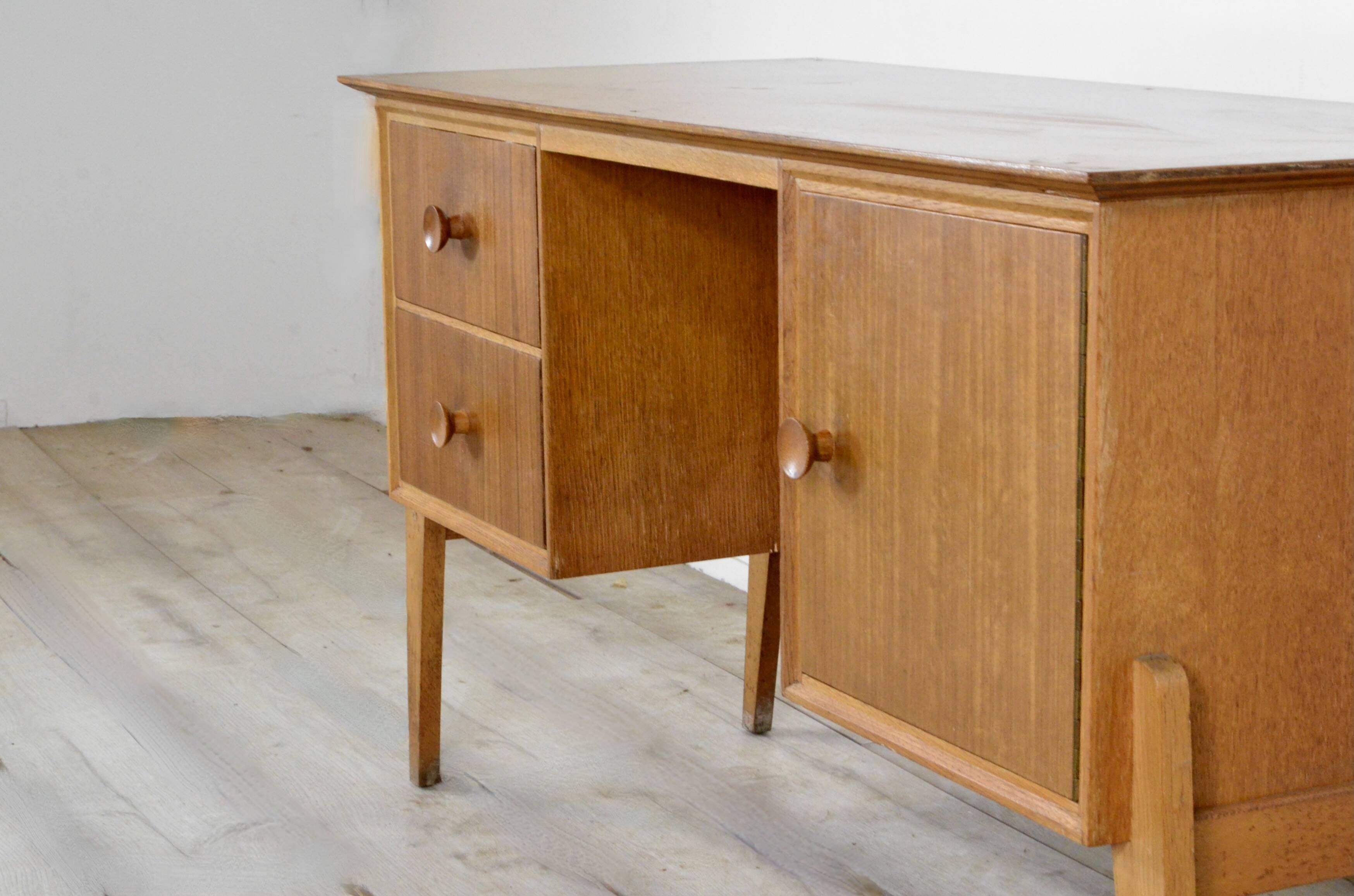 Midcentury Teak Petite Desk / Dresser By Meredew. Vintage Modern Danish Sca