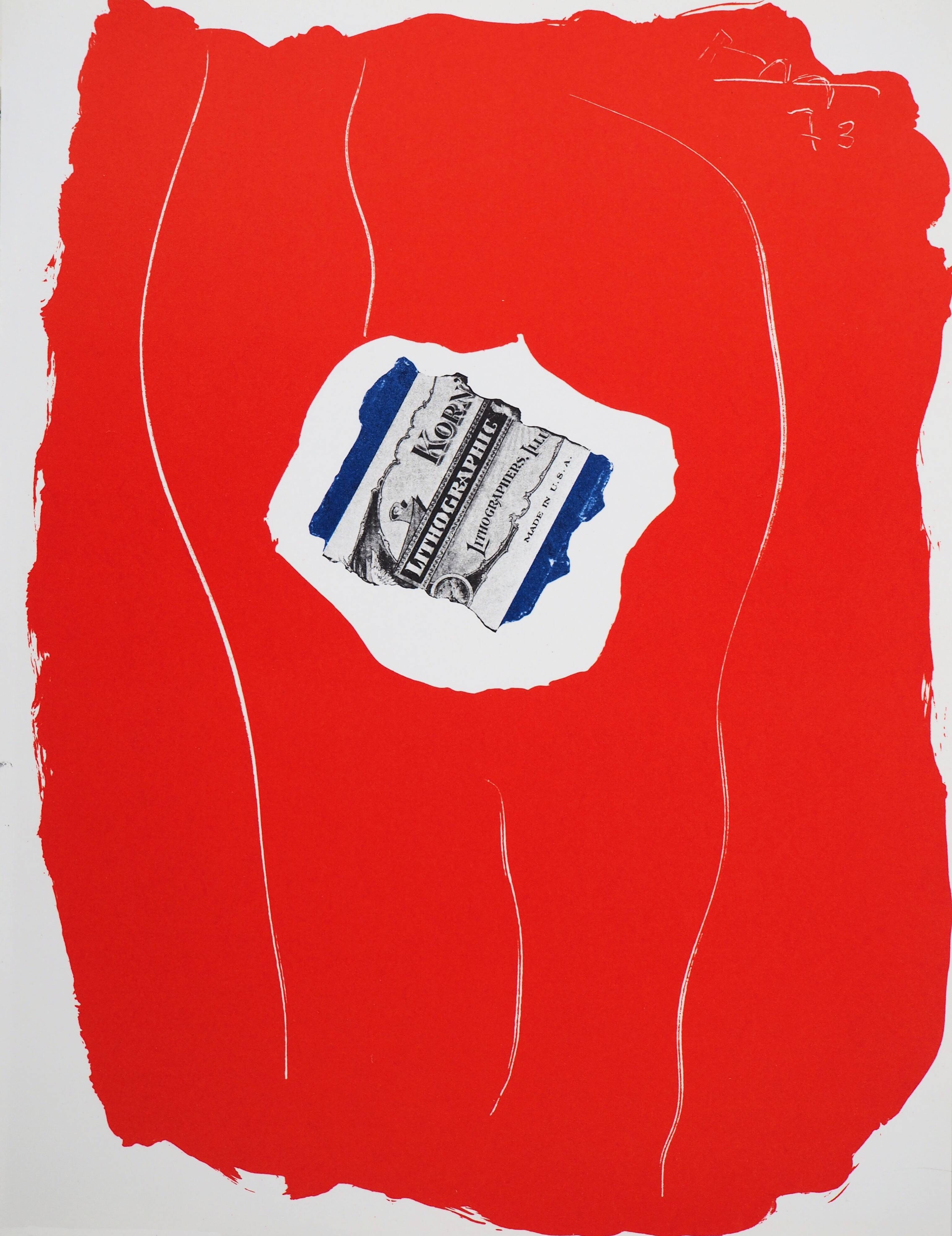 Robert motherwell: red composition - original lithograph