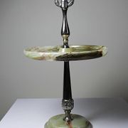 Rare display stand in green onyx and silver-plated metal, Italy, vintage 1935-1955.