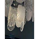 Italian Glass Chandelier Clear and Frosted Art Deco