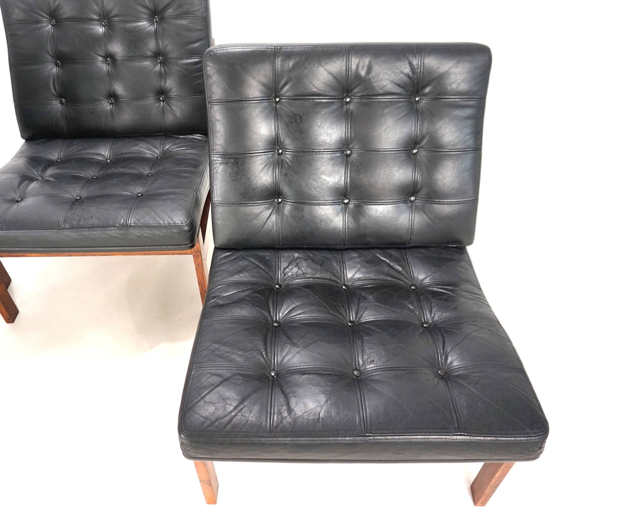 France & Son Set of 3 Modular Leather Armchairs by O. Gjerløv-Knudsen/T. Li