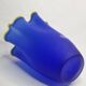 Vase handkerchief in vintage Murano glass, cobalt blue with yellow edging, 80s, 30 cm