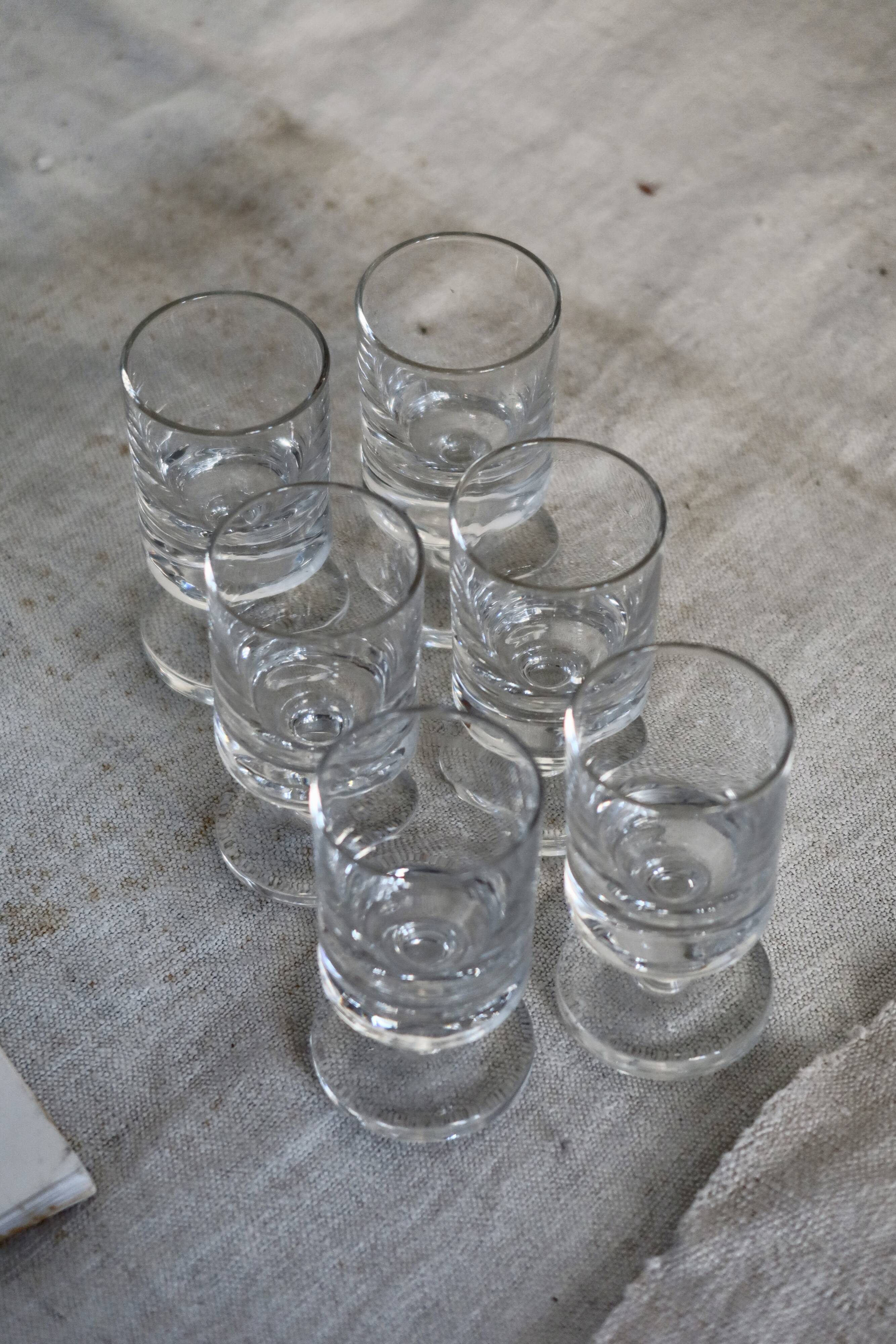 6 vintage Luminarc liqueur glasses, Sweden model - Clear glass