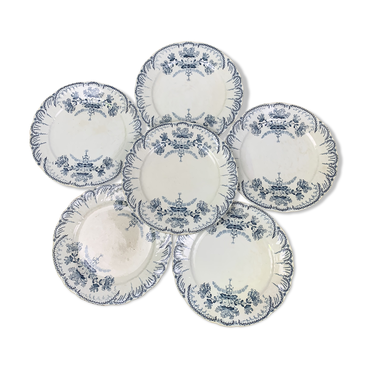 Set of 6 Saint Amand plates , Regency