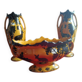 Art deco fireplace set in orchies faience (3 pieces)