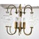 Ceiling lamp in brass and glass in the style of Angelo Brotto, 1950s.