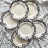 6 flat plates in ironstone "Diderot" Longwy