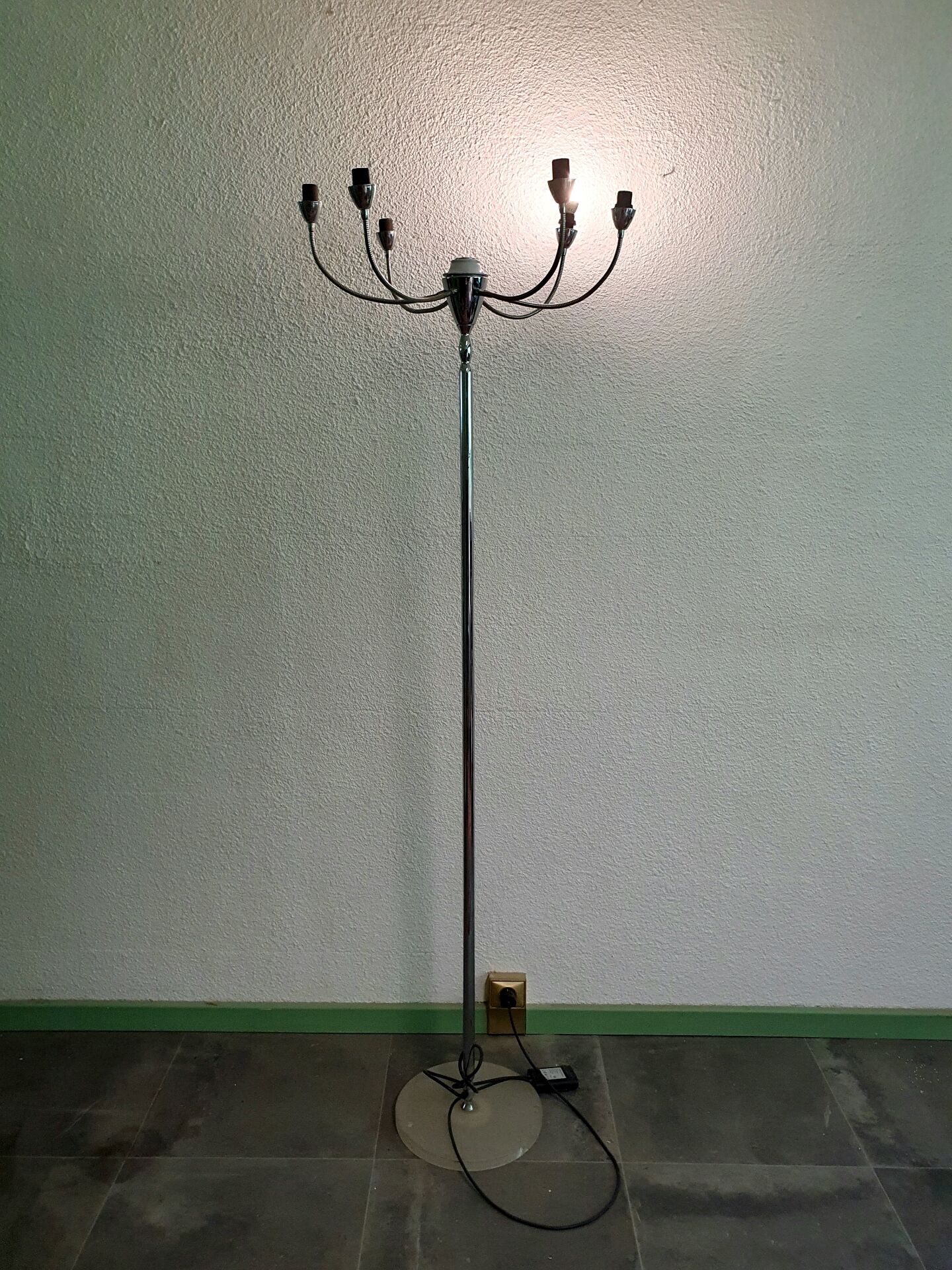 Vintage chrome floor lamp 6 lights – Space Age design from the 1970s