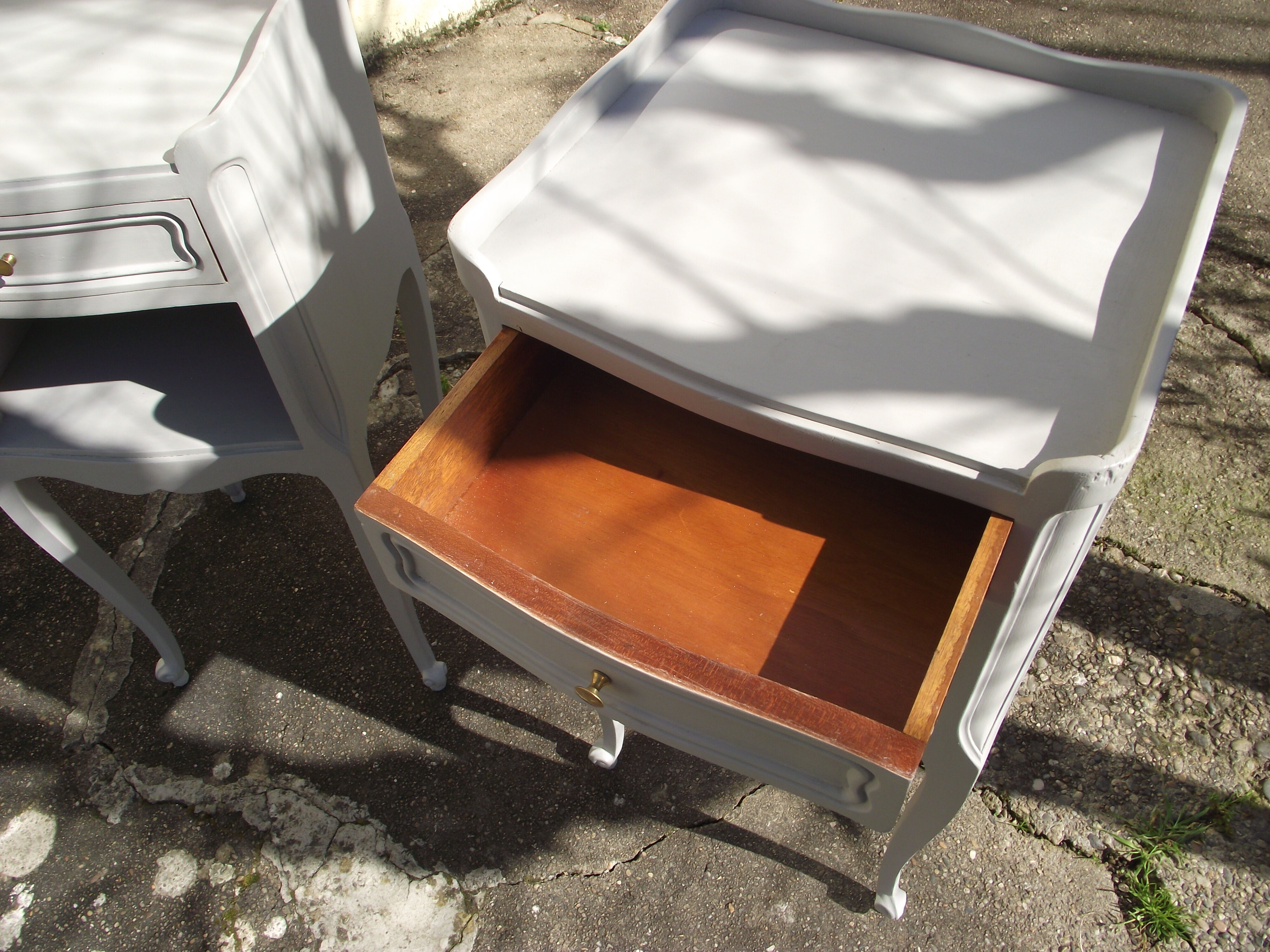 Pair of bedside tables in the style of Louis XV painted.