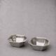 Pair of small vintage octagonal bowls in stainless steel, futuristic Italian style.