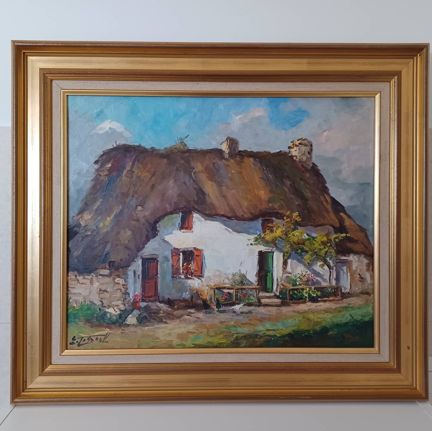 Oil painting on canvas "thatched cottage"