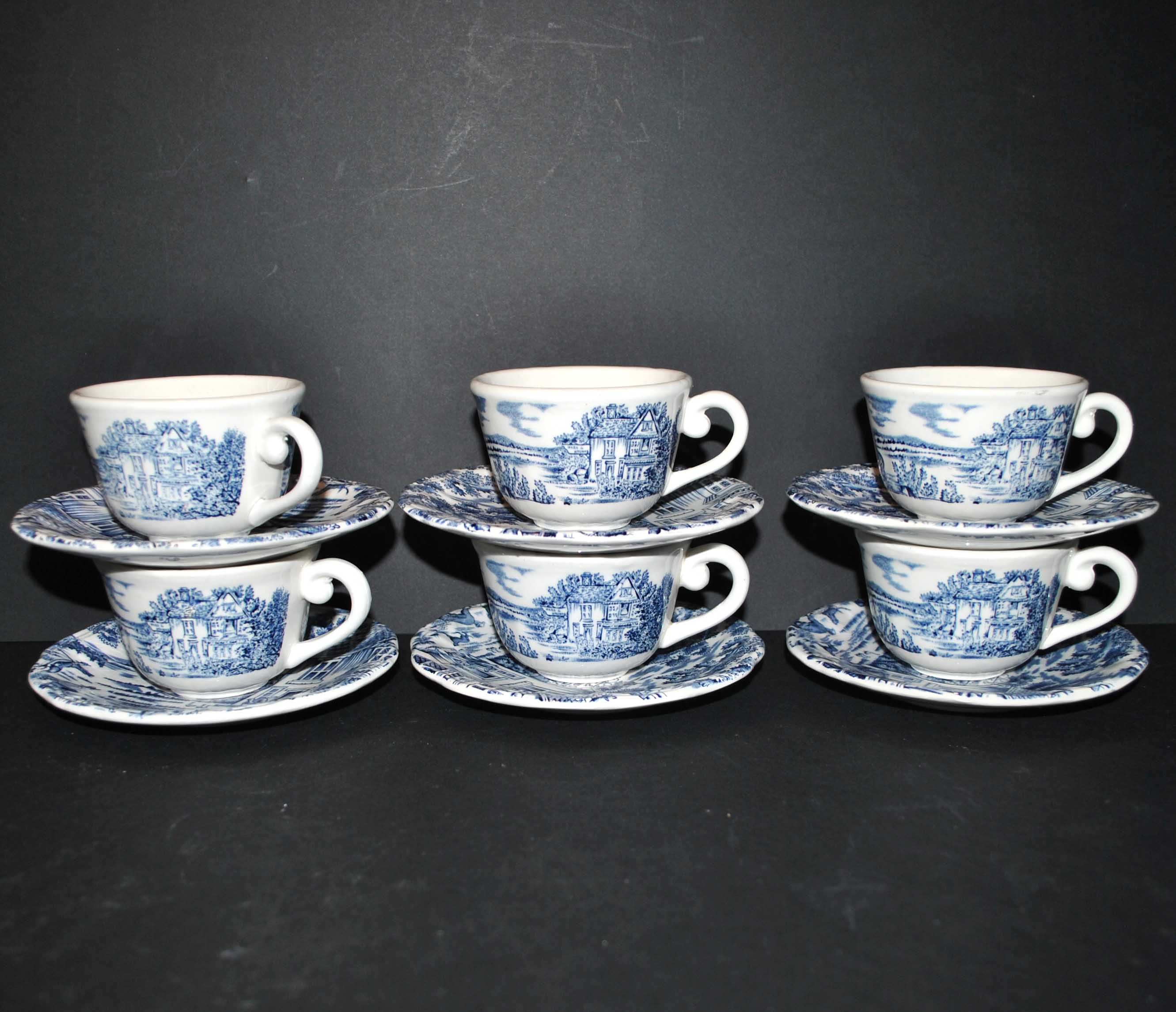 Series of 6 cups and saucers