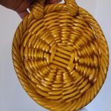 Coupelle serviteur ou dessous de bouteille en céramique décor tressé