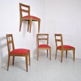4 Chaises en chêne massif 1950