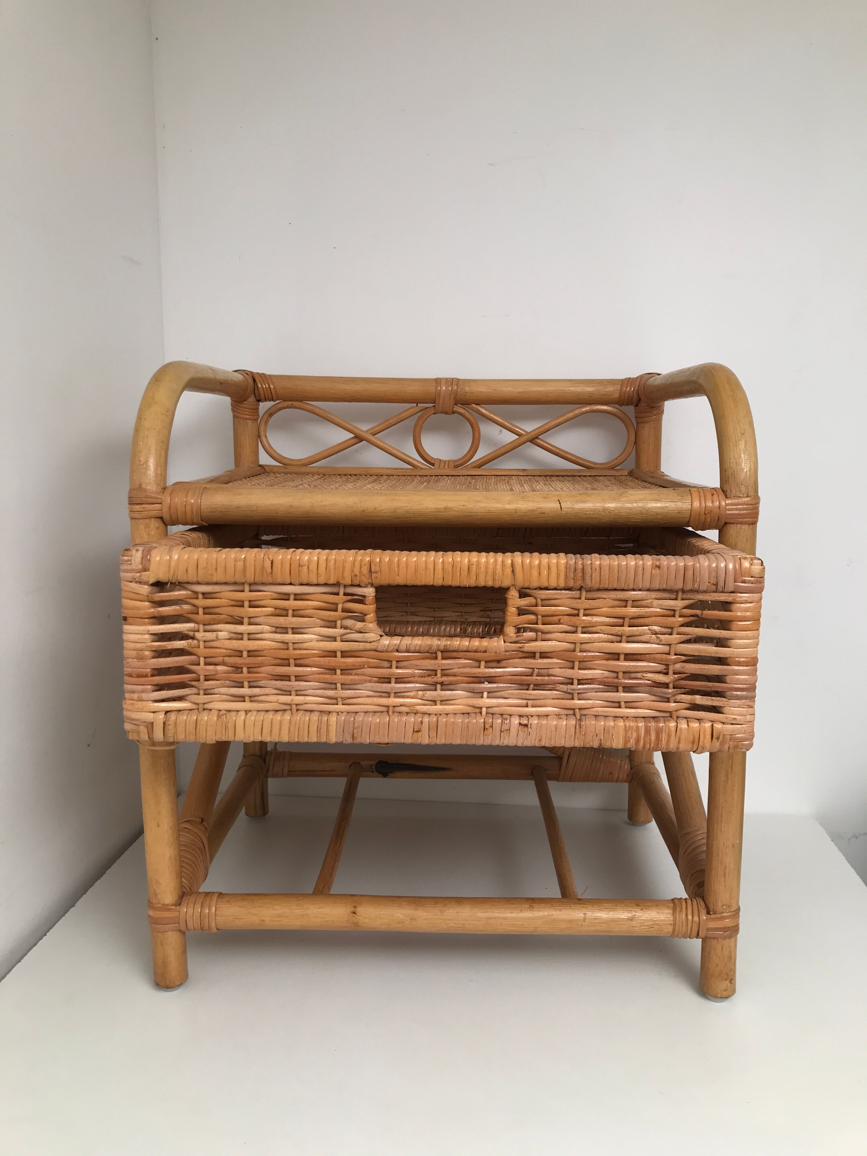 Vintage bamboo and rattan bedsides