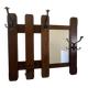 Vintage Wooden Wall Coat Rack with Mirror