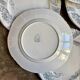 6 flat plates Longwy in white and grey ironstone, "Saint Cloud" service.