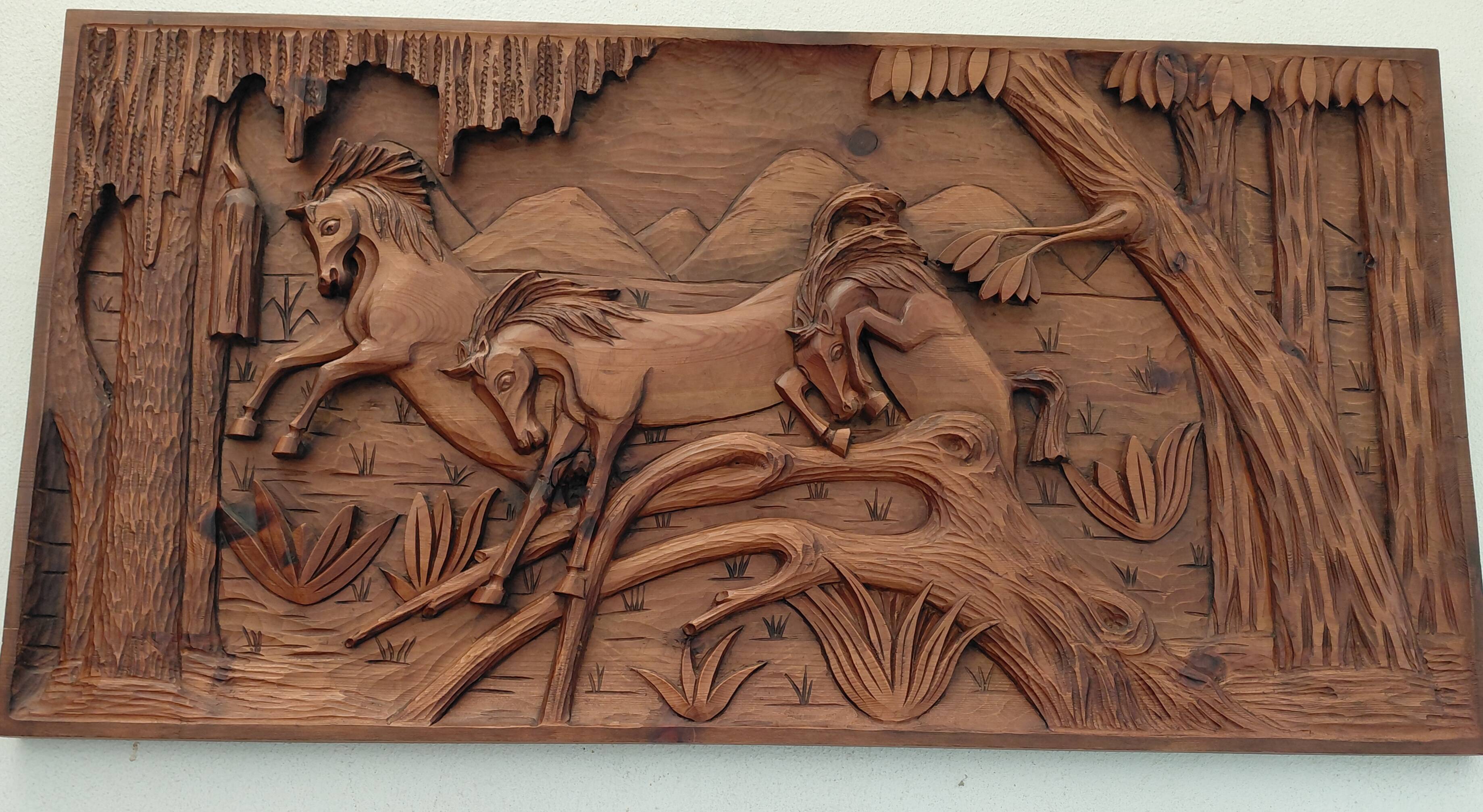 Wooden relief painting