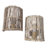 Two rattan wall lights