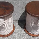 Pair of "bobbin" stools or end tables