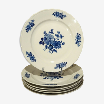 Set of 6 plates porcelain Bavaria décor pink cobalt blue flowers