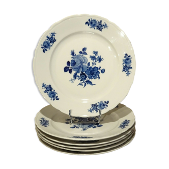 Set of 6 plates porcelain Bavaria décor pink cobalt blue flowers